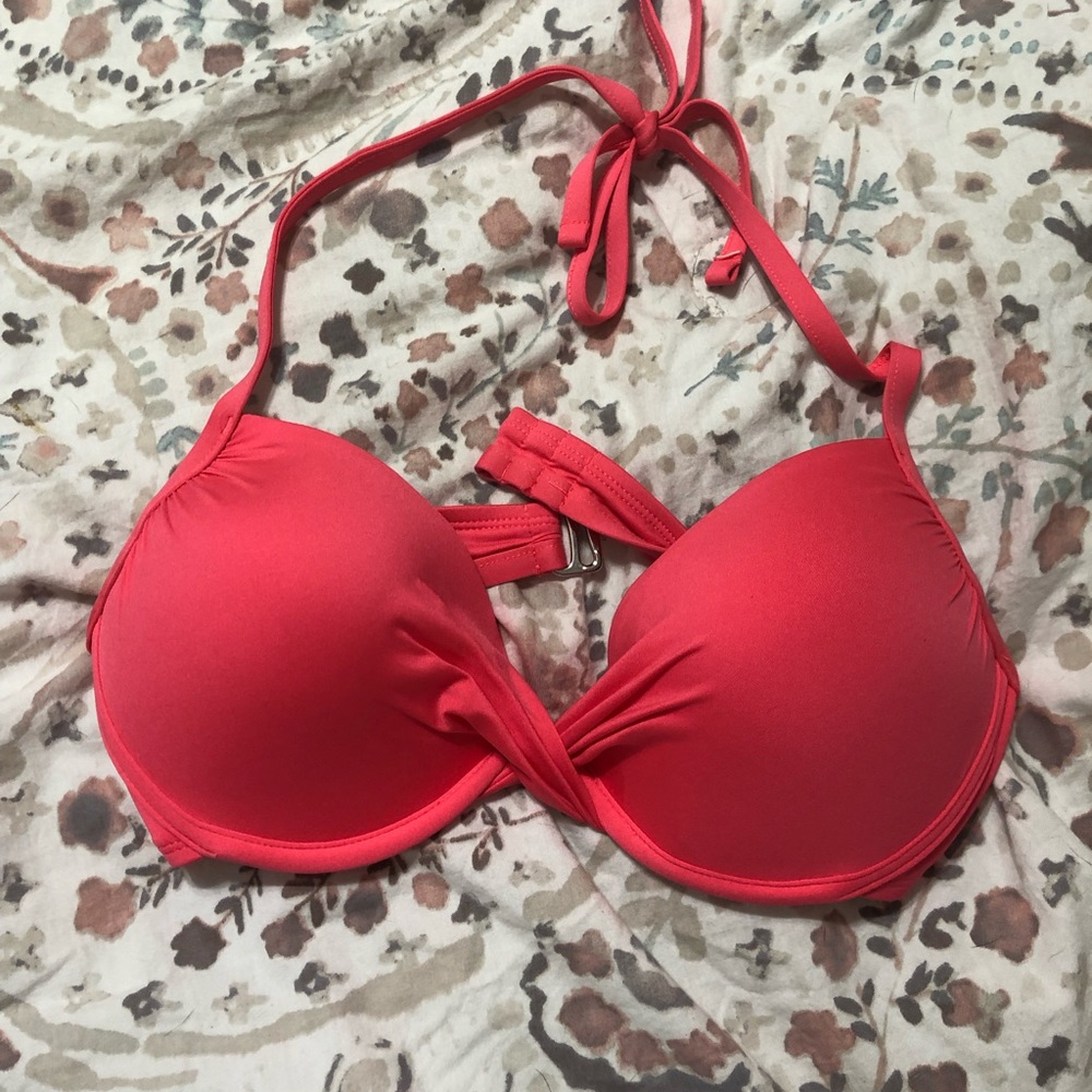 Pink target bathing suit top